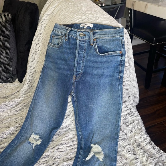 RE/DONE High Rise Ankle Crop Color in Dusk Destroy - Picture 4 of 13